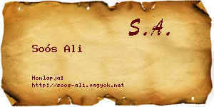 Soós Ali névjegykártya